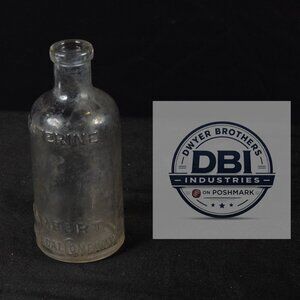 Vintage Embossed Listerine Bottle Lambert Pharmacal Co Clear Glass Apothecary De
